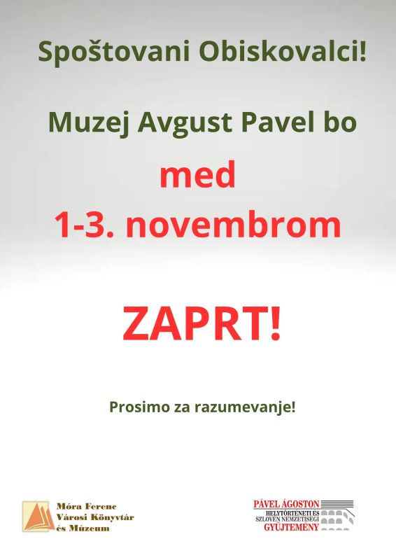Med 1-3 novembrom bo Muzej zaprt
